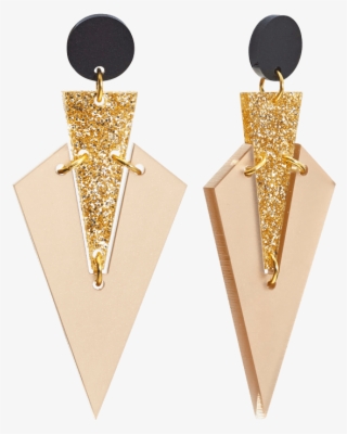 Art Deco Drops Nude And Glitter - Earrings #8746909