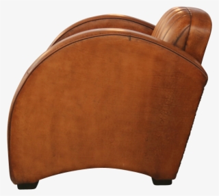Art Deco Round Arm Chair In Distressed Leather - Chair #8747591
