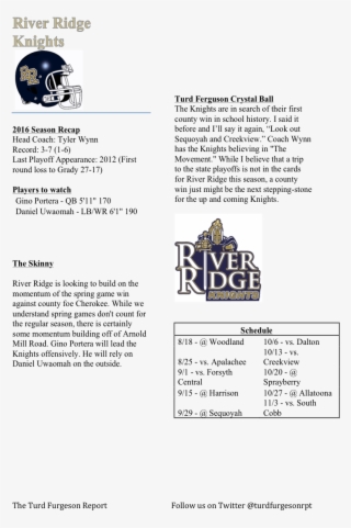 The Turd Furgeson Report's Cherokee County Football - River Ridge High School #8750641
