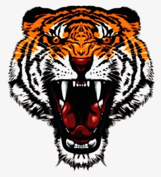 Tattoo Tiger Angry Orange Open Mouth - Tiger Face Png Hd #8756172
