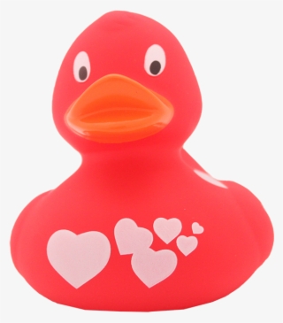 Red Rubber Duck With White Hearts By Lilalu - Rubber Ducky #8759214