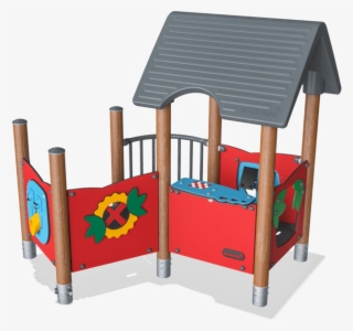 Playhouse With Balcony, Wood Posts - Playset #8765212