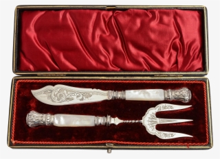 Victorian Silver Plated Butter Knife & Bread Fork Set - Blade #8767899