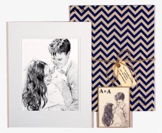 Hand Drawn Portraits - Fabric Wrapped Cork Board #8770547