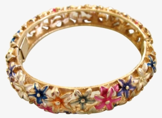Half Price Kramer Enamel Flower Bangle Bracelet During - Bangle #8771883