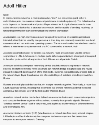 Adolf Hitlernodein Communication Networks, A Node Is - Senior Portfolio Introduction Example #8772268