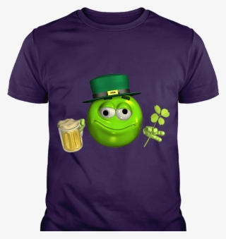 Leprechaun Emoticon Emoji With Beer Custom T-shirt, - Cartoon #8774279