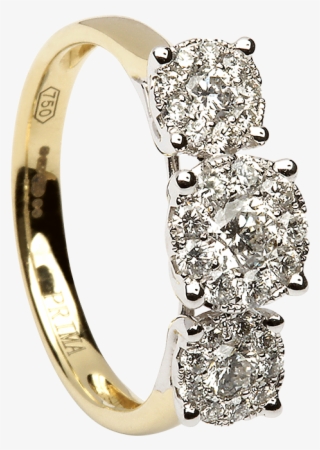 Sterling Silver And Gold Plate Three Stone Microset - Engagement Ring #8776442