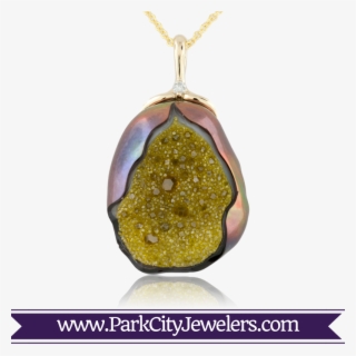 Limited Edition Created Druzy And Pearl Necklace - Gold Ring Colour Stone #8782376