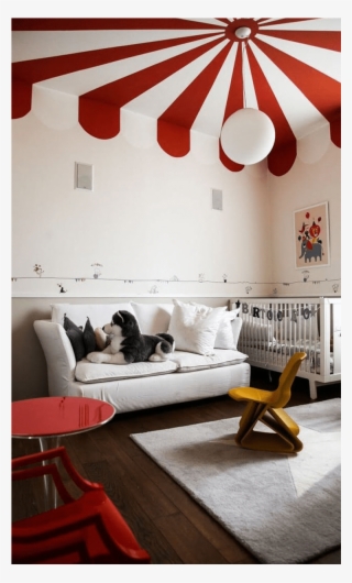 The Ceiling, Painted With Radial Red And White Stripes, - Circus Home Decor #8791110
