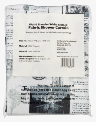 World Traveler Fabric Shower Curtain, White & Black, - Number #8792290