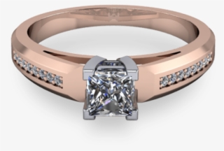 Chunky 14kt Rose Gold Princess Cut - Princess Cut Engagement Pearl Ring #8792322