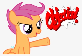 Ace Attorney, Objection, Safe, Scootaloo, Simple Background, - Ace Attorney Objection Sticker #8796911