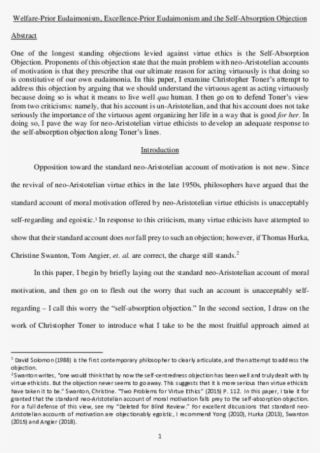 Welfare Prior Eudaimonism, Excellence Prior Eudaimonism - Document #8797459