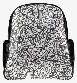 Black And White Swirls Doodles Multi-pockets Backpack - Laptop Bag #8798898