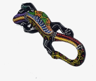 Gecko Handmade 6 Inch Painted Wooden Aboriginal Art - Belt #8799104
