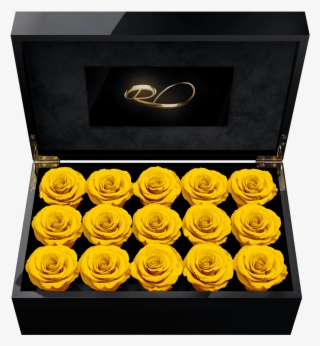 Video Screen Flower Box Gala With 15 Preserved Yellow - Rose #8799641