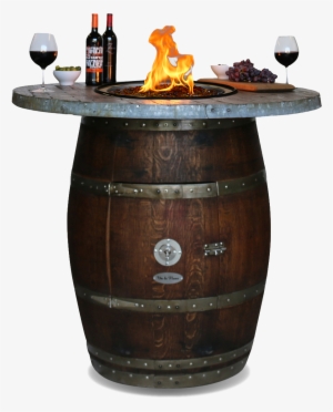 Tall Wine Barrel Fire Pit Table Barrel Wood Top - Vin De Flame #883419