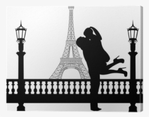 Couple In Love In Front Of Eiffel Tower In Paris Silhouette - Silhouette Of Couple Kissing In Paris #885699