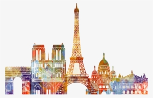 Paris Sticker - Art Print: Paulrommer's Paris Skyline Poster, 61x46cm. #885801