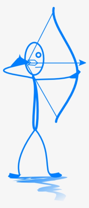 Blue Stickman Shooting Arrow Svg Clip Arts 252 X 586 #887131