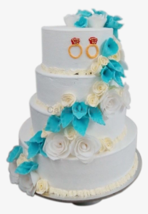 Blue Rose Wedding Cake - Wedding Cake Blue Png #887272
