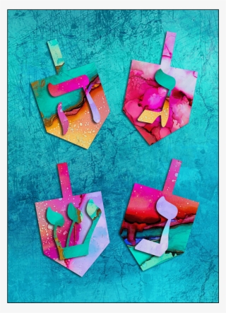 Hanukkah Card With Dreidels #8806673