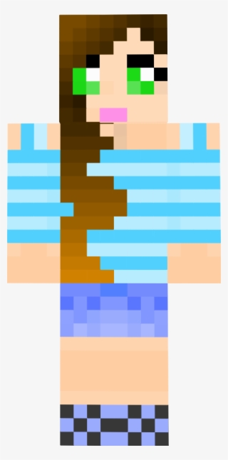 Girl Minecraft Skins With Brown Hair /girl Blue Brown - Clip Art #8823738