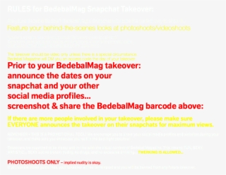 Rules For Bedebalmag Snapchat Takeover - Document #8825744