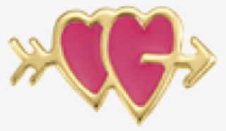 Link With Coloured Enamel And Double Heart Symbol - Heart #8877240