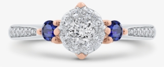 14k Two Tone Gold Round Diamond Three Stone Engagement - Two Tone Engagement Rings Sapphire #8881010