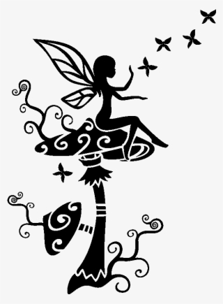 Sticker Fee Sur Un Champignon Ambiance Sticker Kc9222 - Fée Champignon Silhouette #8882971