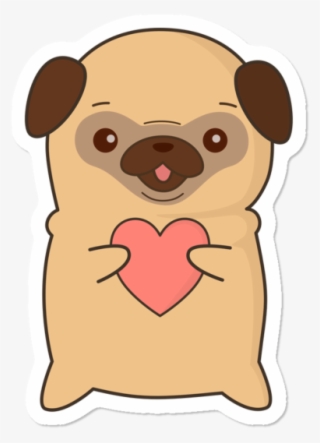 Kawaii Cute Pug With Heart - Pug #8892799