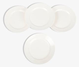 Set Of 4 White Plates Pexonne Ff - Circle #8897796