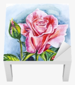 Beautiful Rose, Watercolor Painting Lack Table Veneer - Watercolor Painting #891042
