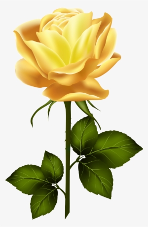 Clipart Roses Yellow Rose - Yellow Rose With Stem #891772
