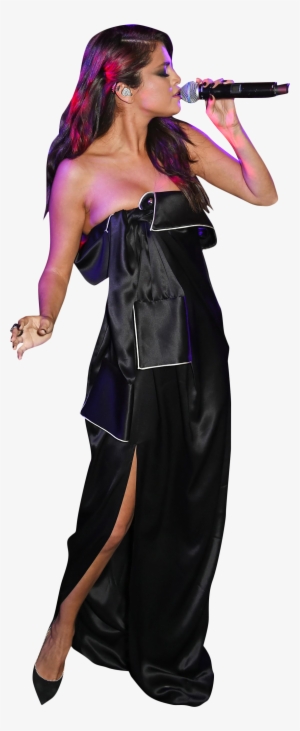 Selena Gomez Black Dress Singing Png Image - Singing Png #892966