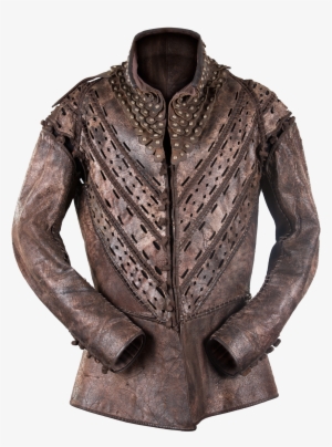 Brown Leather Doublet With Ruffled Collar And Tacks - Leather Doublet #896638