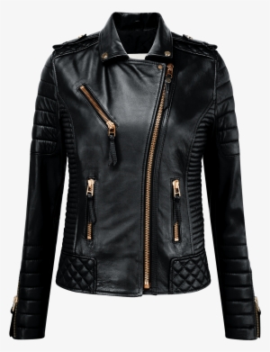 Jet- Gloss Black Quilted Moto Lambskin Leather Jacket - Leather Jacket Women Png #897076