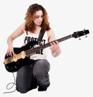 Girl Playing Bass Guitar - Girl With Guitar Png #897945
