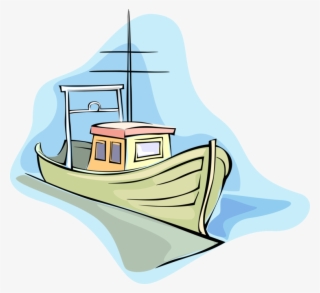 Vector Illustration Of Fishing Boat Watercraft Vessel #8906236