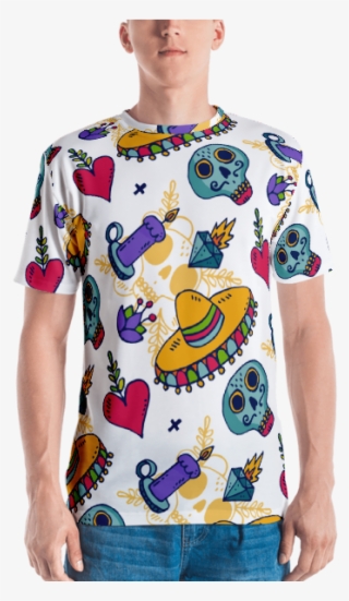 Dia De Los Muertos Skull All Over Pattern T Shirt - Porsche 917 T Shirt #8913003