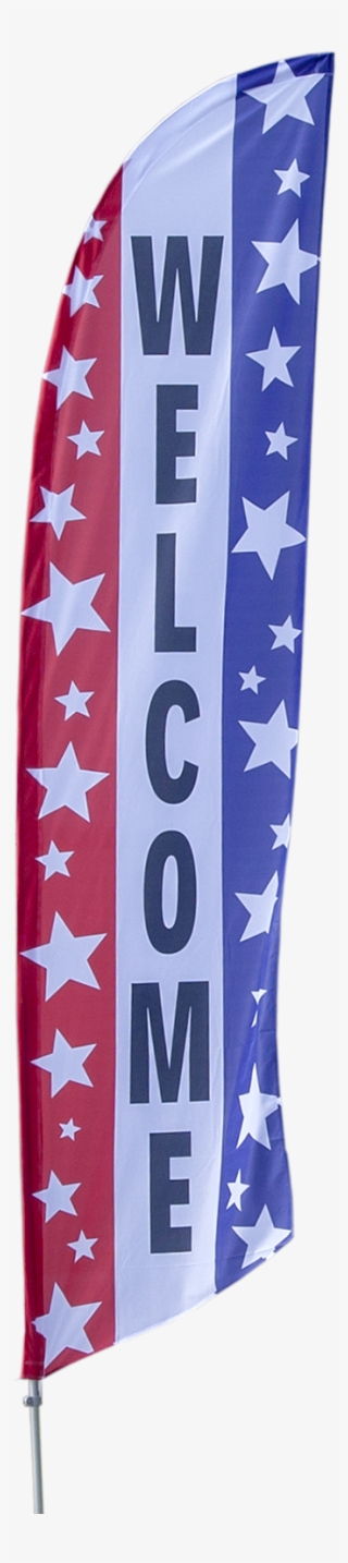 Our "welcome" Flag Features Black Text On A Red, White - Flag #8919119