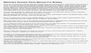 Mahindra Scorpio Parts Manual For Brakes - Prior Intimation Letter Annexure H #8921352