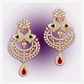 Regal Peacock Diamond Earrings - Gold Peacock Diamond Earrings #8924820