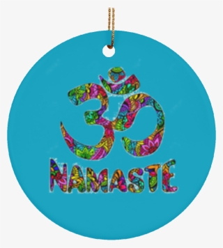 Namaste Om Symbol Ceramic Circle Ornament - Graphic Design #8925055