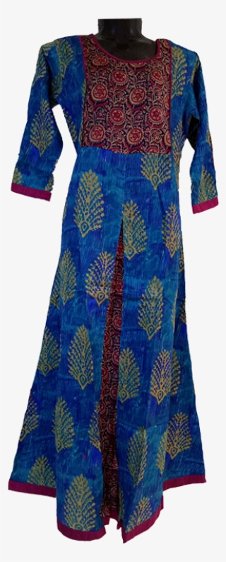 Shaded Sky Blue Dabu Printed Kurti - Day Dress #8926114