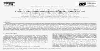 Evaluation Of The Metalsupport Interactions - Document #8926804