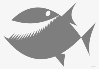Fish Silhouette Clipart - Fish With Teeth Clipart #8930861