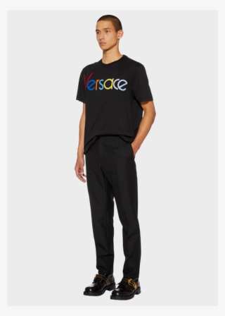 Young Versace Boys Black Embroidered Logo Top - Pocket #8932284